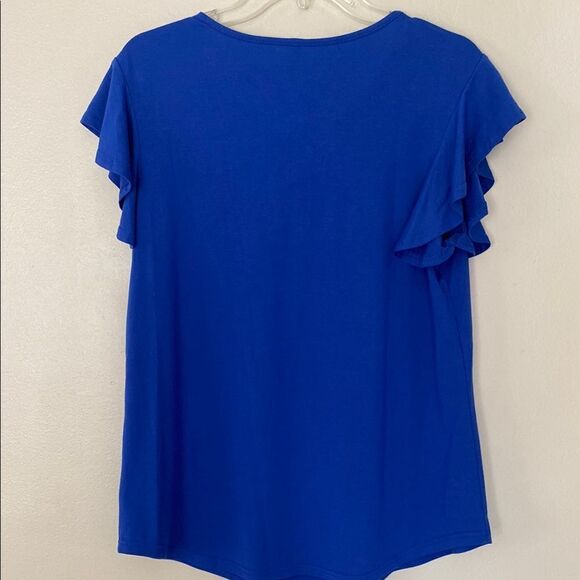 PrinStory Blue Ruffle Sleeve Top - Picture 2 of 6